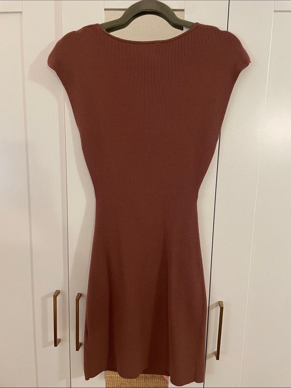 Wilfred Rust Brown Ribbed Cutout Mini Dress - Picture 4 of 4